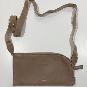 A. Soliani Crossover Taupe Leather Crossbody Bag